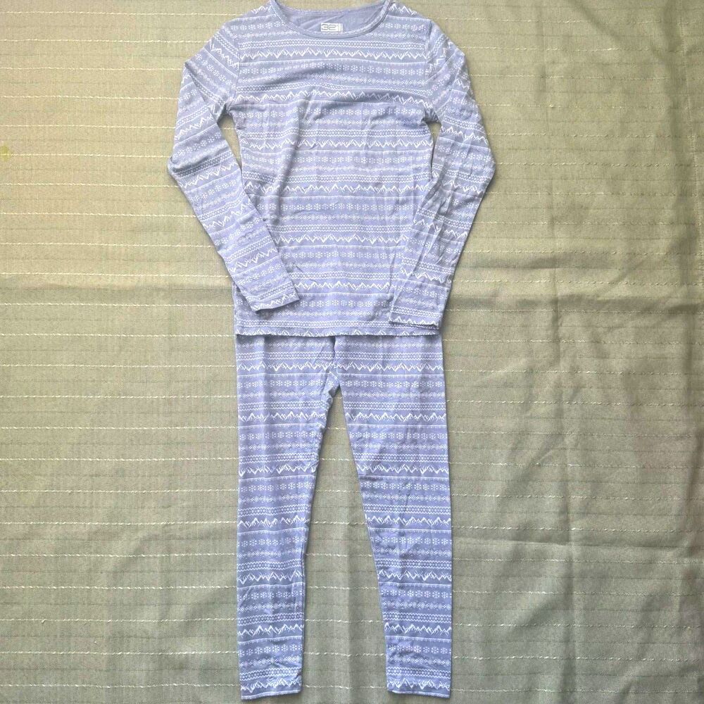 32 Degree Heat Girls Blue Pajama Set Long Sleeve Shirt+Pants Size M